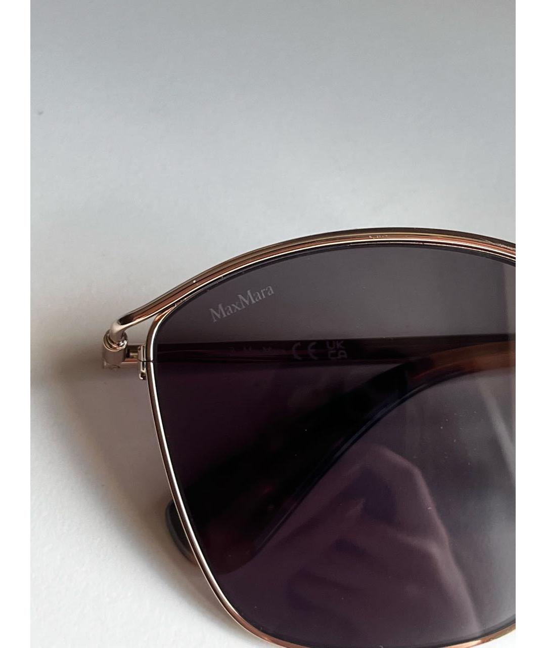 MAX MARA Золотые металлические солнцезащитные очки, фото 6