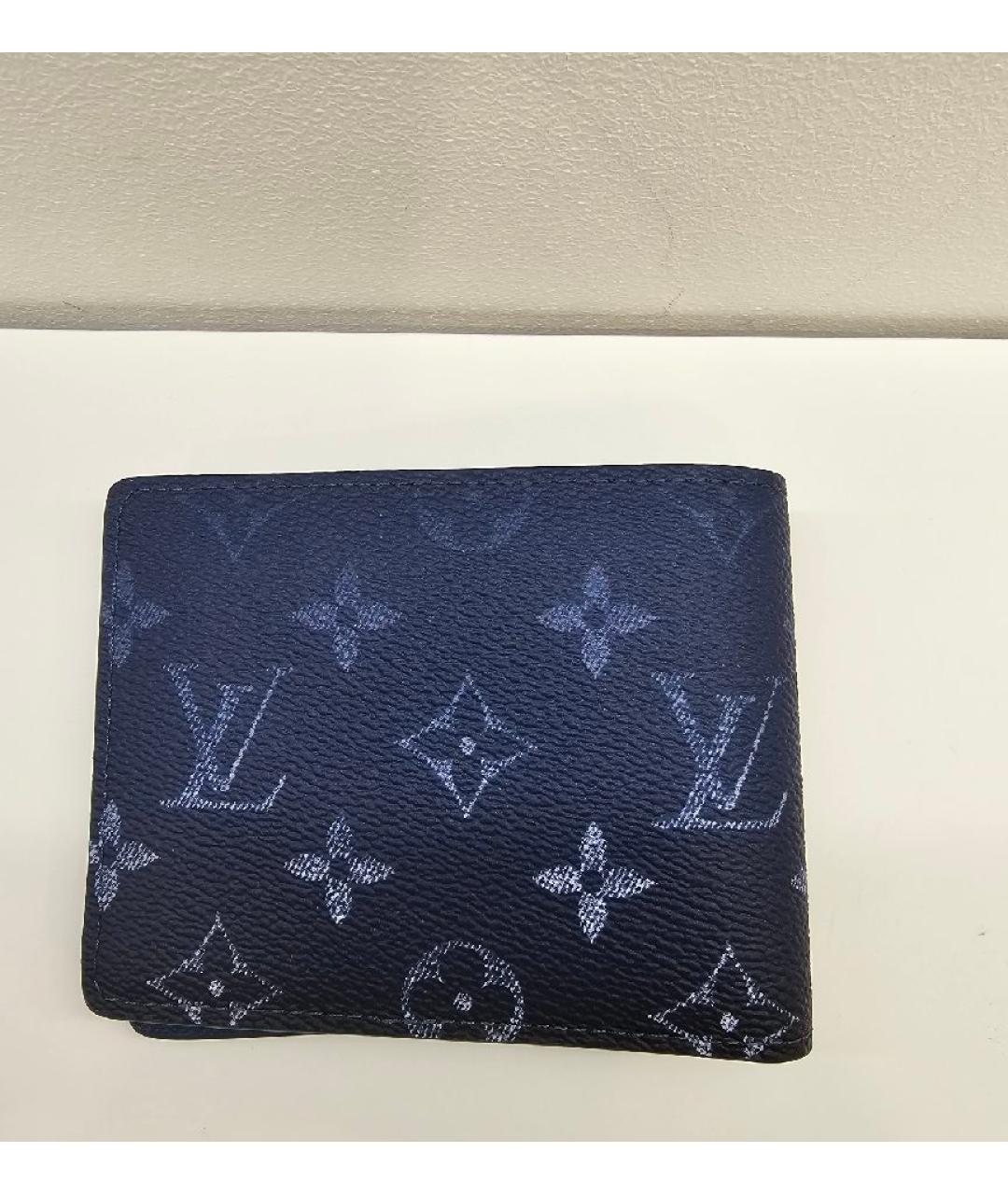 LOUIS VUITTON Синий кожаный кошелек, фото 2