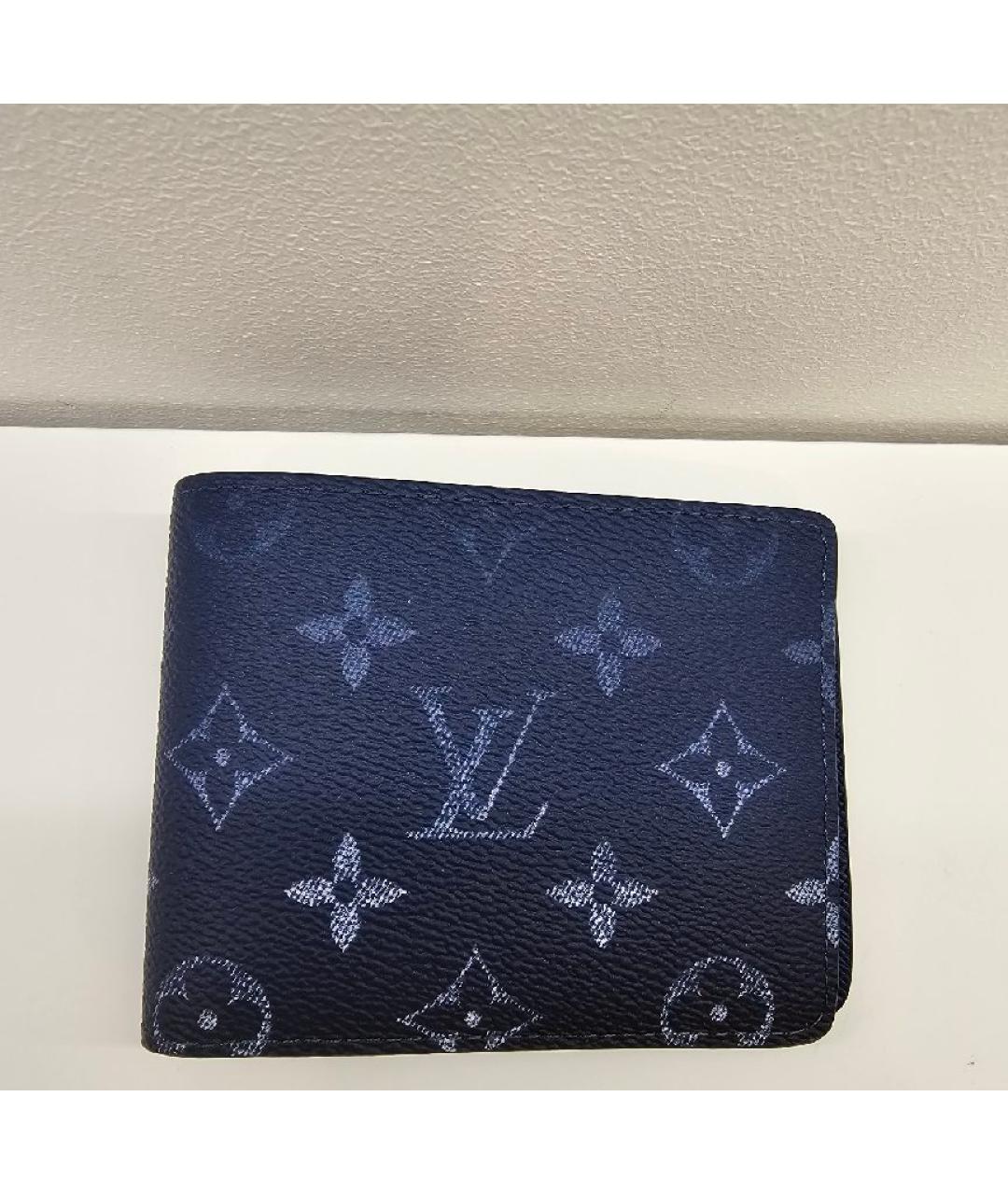 LOUIS VUITTON Синий кожаный кошелек, фото 5