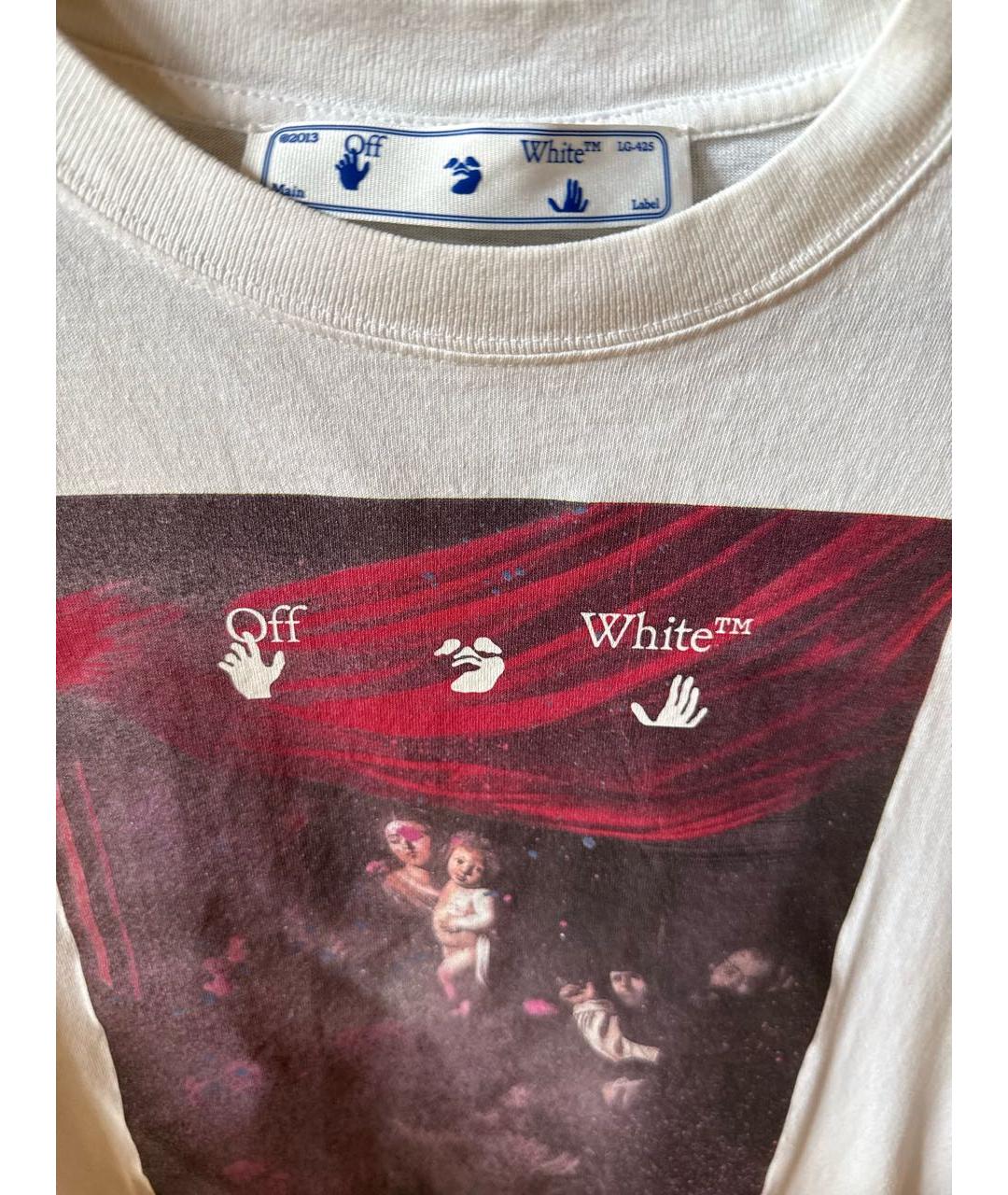 OFF-WHITE Белая хлопковая футболка, фото 3