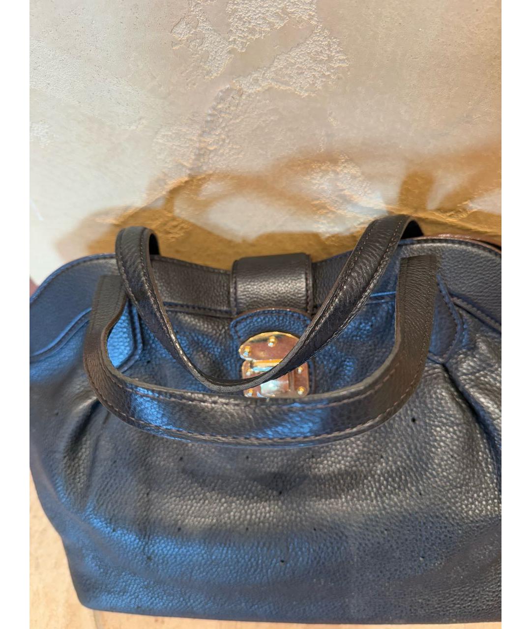 LOUIS VUITTON Черная кожаная сумка с короткими ручками, фото 5