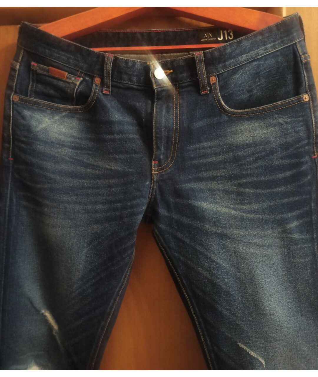 ARMANI EXCHANGE Синие хлопко-полиэстеровые джинсы, фото 3