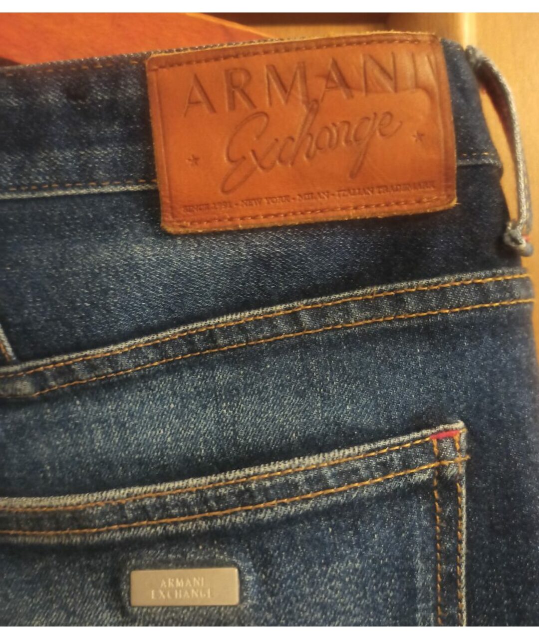 ARMANI EXCHANGE Синие хлопко-полиэстеровые джинсы, фото 5