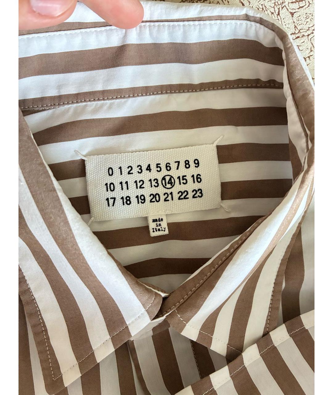 MAISON MARGIELA Бежевая хлопко-полиэстеровая кэжуал рубашка, фото 3