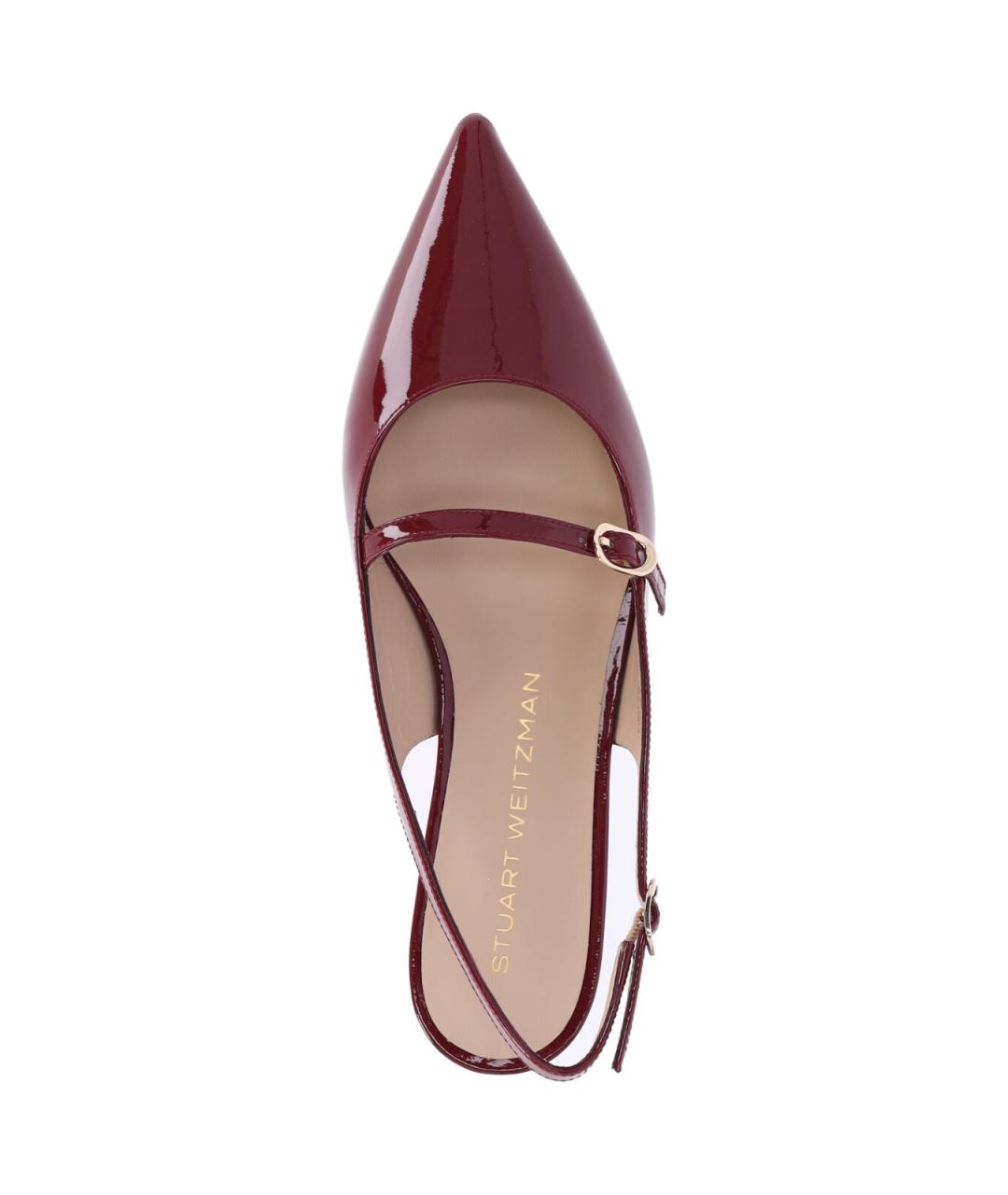 STUART WEITZMAN Бордовые кожаные балетки, фото 5