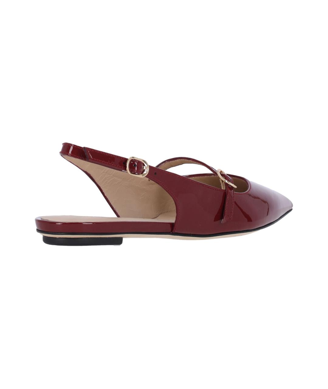 STUART WEITZMAN Бордовые кожаные балетки, фото 4