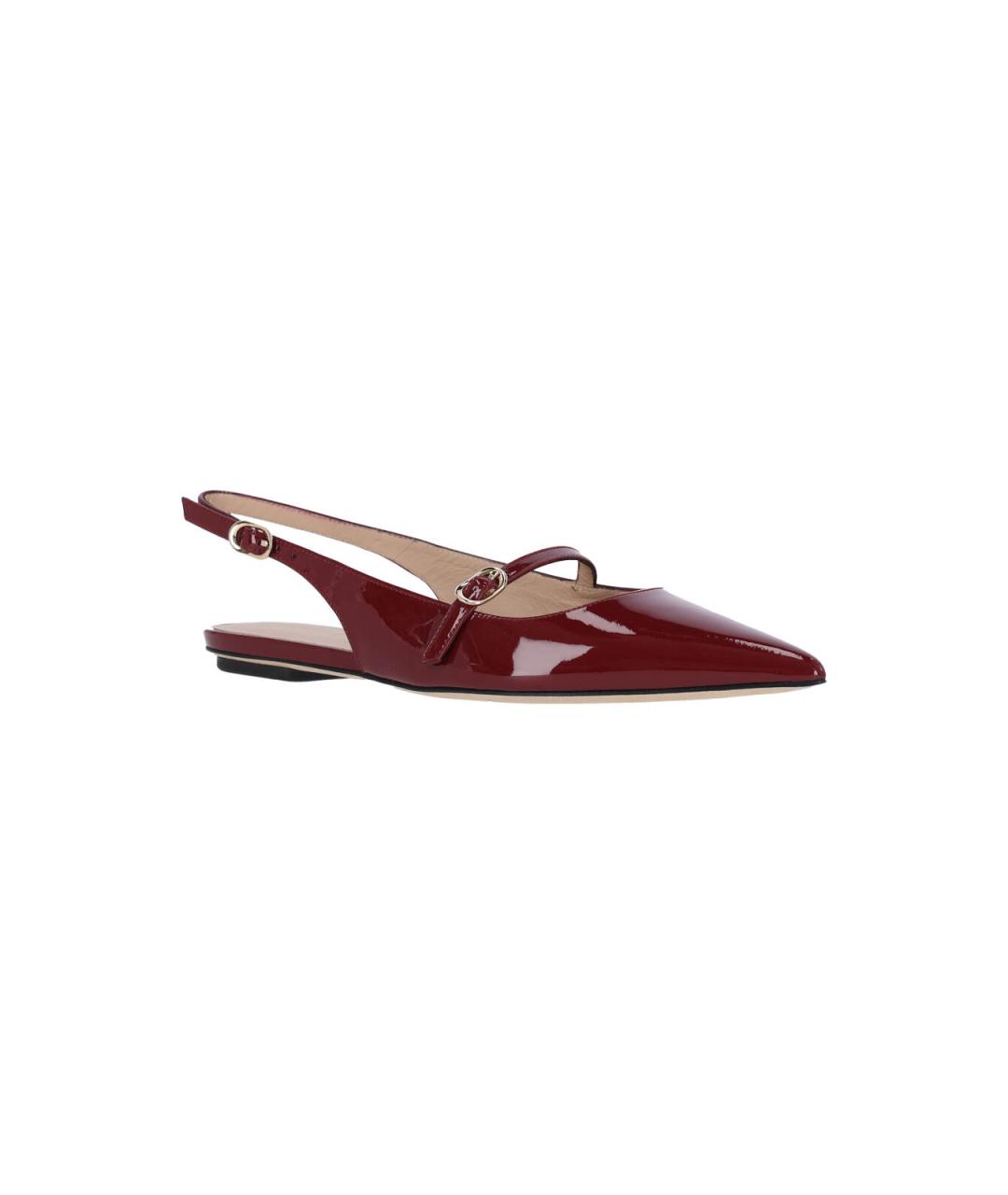 STUART WEITZMAN Бордовые кожаные балетки, фото 2