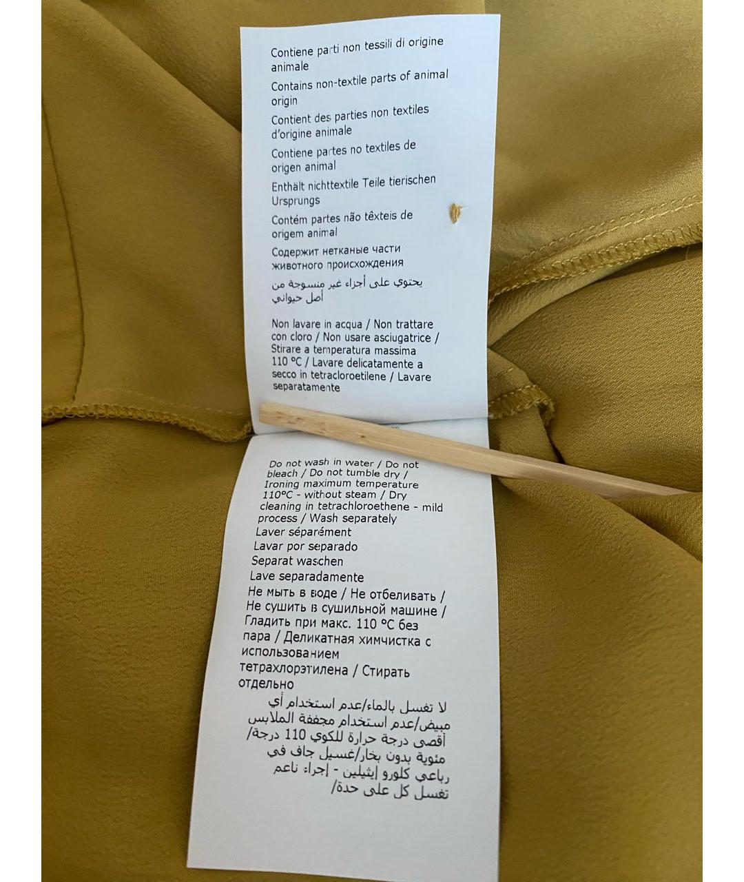 ALBERTA FERRETTI Горчичное шелковое повседневное платье, фото 7