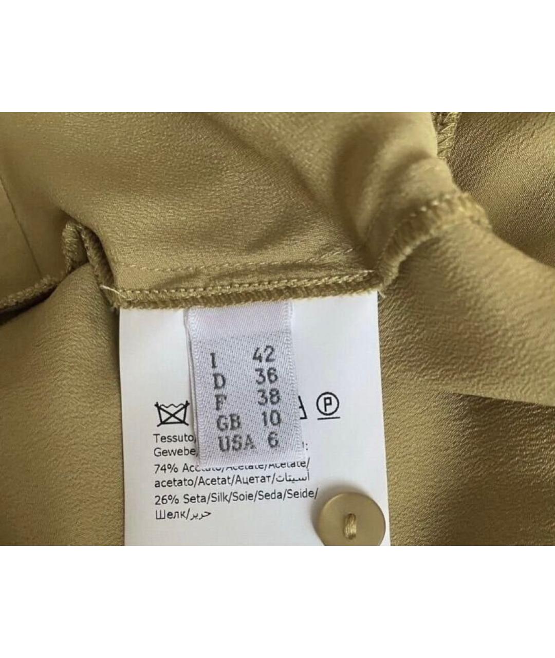 ALBERTA FERRETTI Горчичное шелковое повседневное платье, фото 8