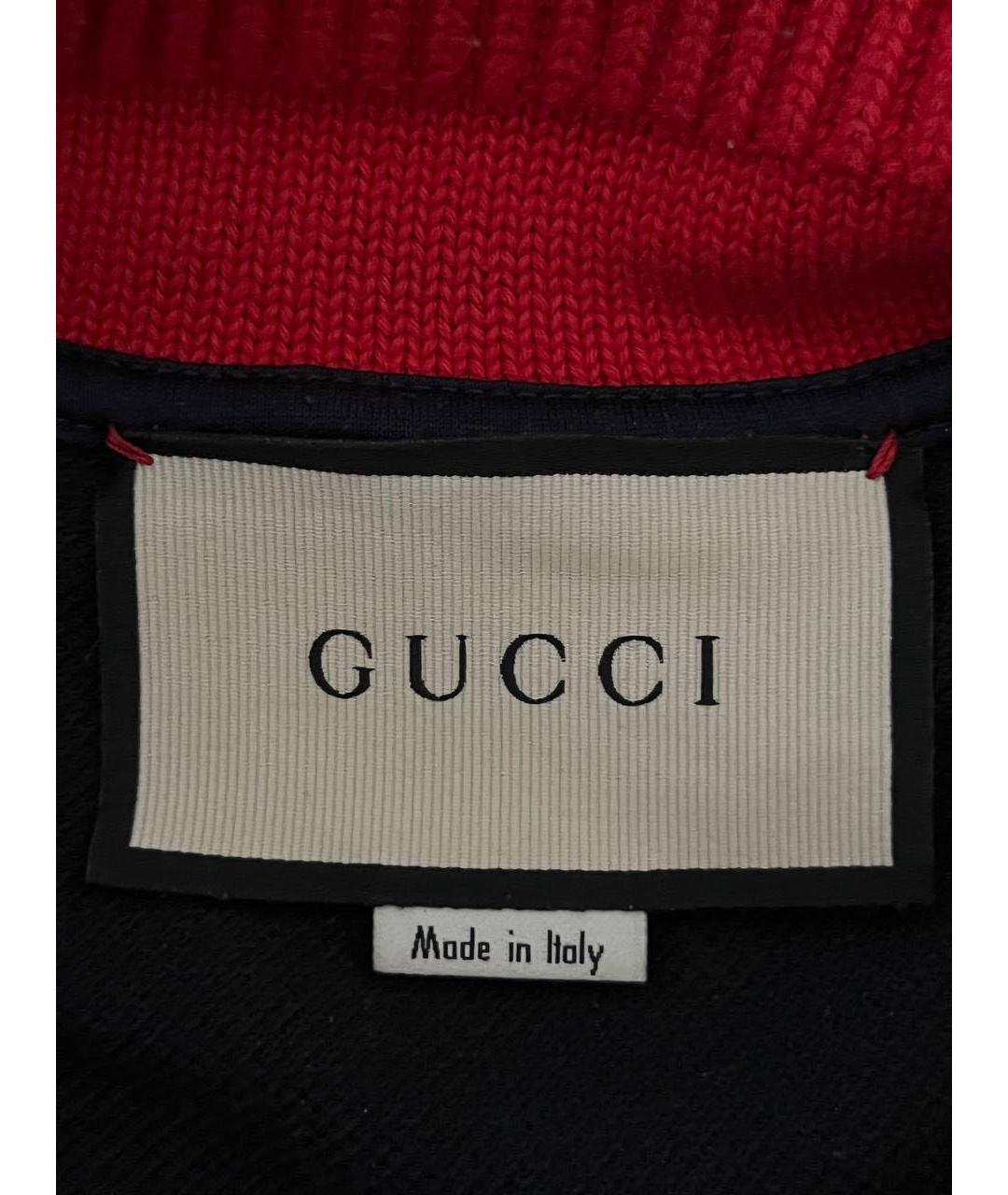 GUCCI Черное хлопковое поло с коротким рукавом, фото 6