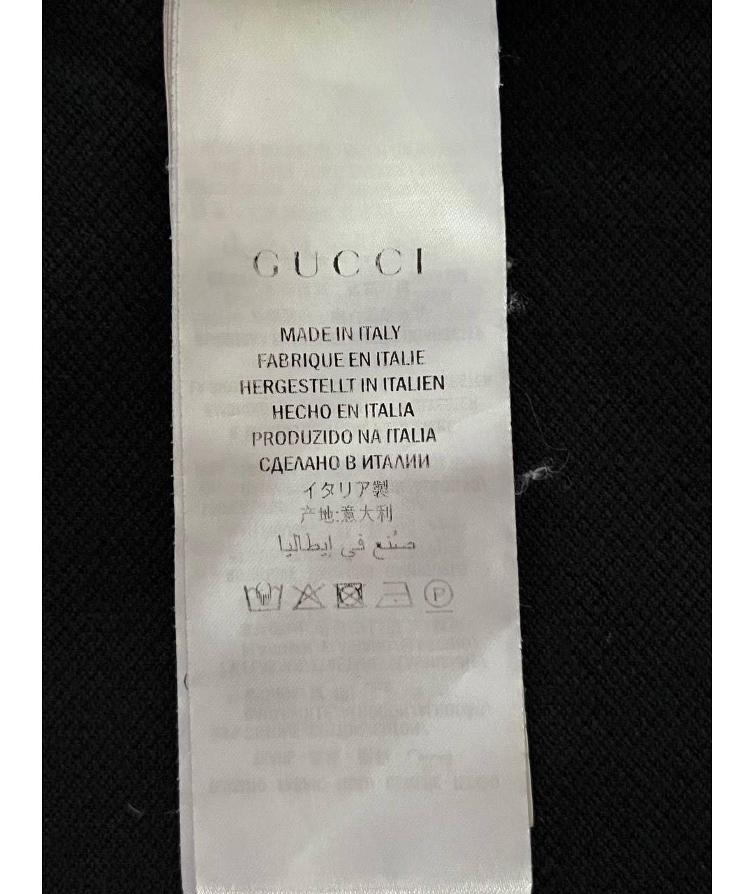 GUCCI Черное хлопковое поло с коротким рукавом, фото 7