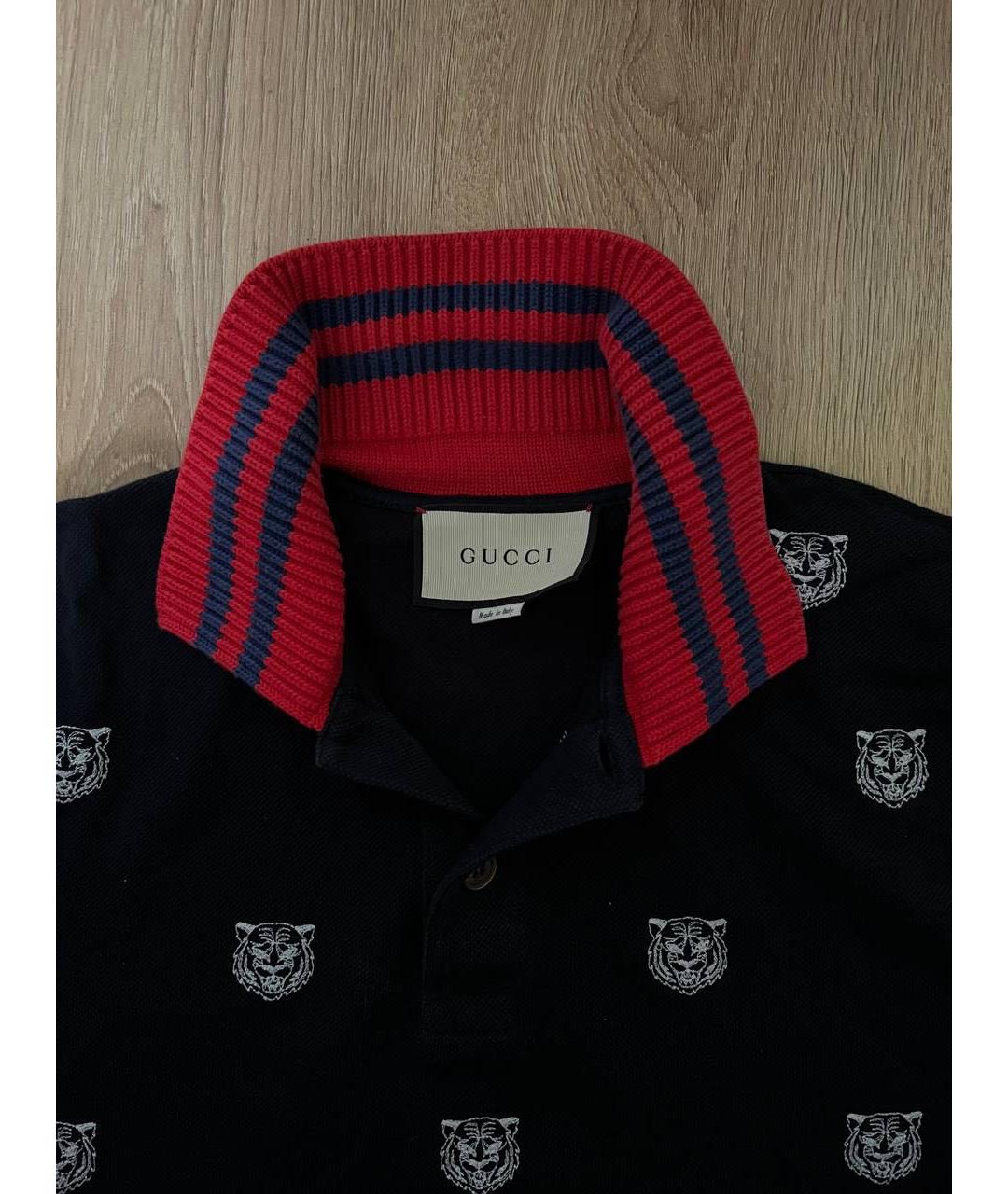 GUCCI Черное хлопковое поло с коротким рукавом, фото 4
