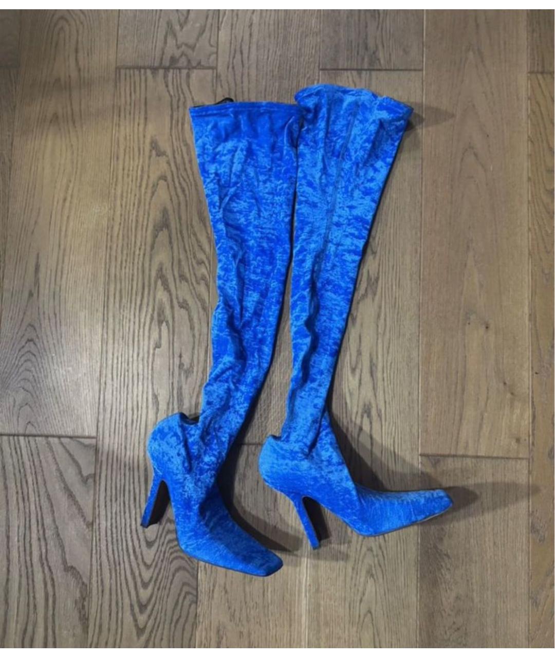 VETEMENTS Синие бархатные ботфорты, фото 5