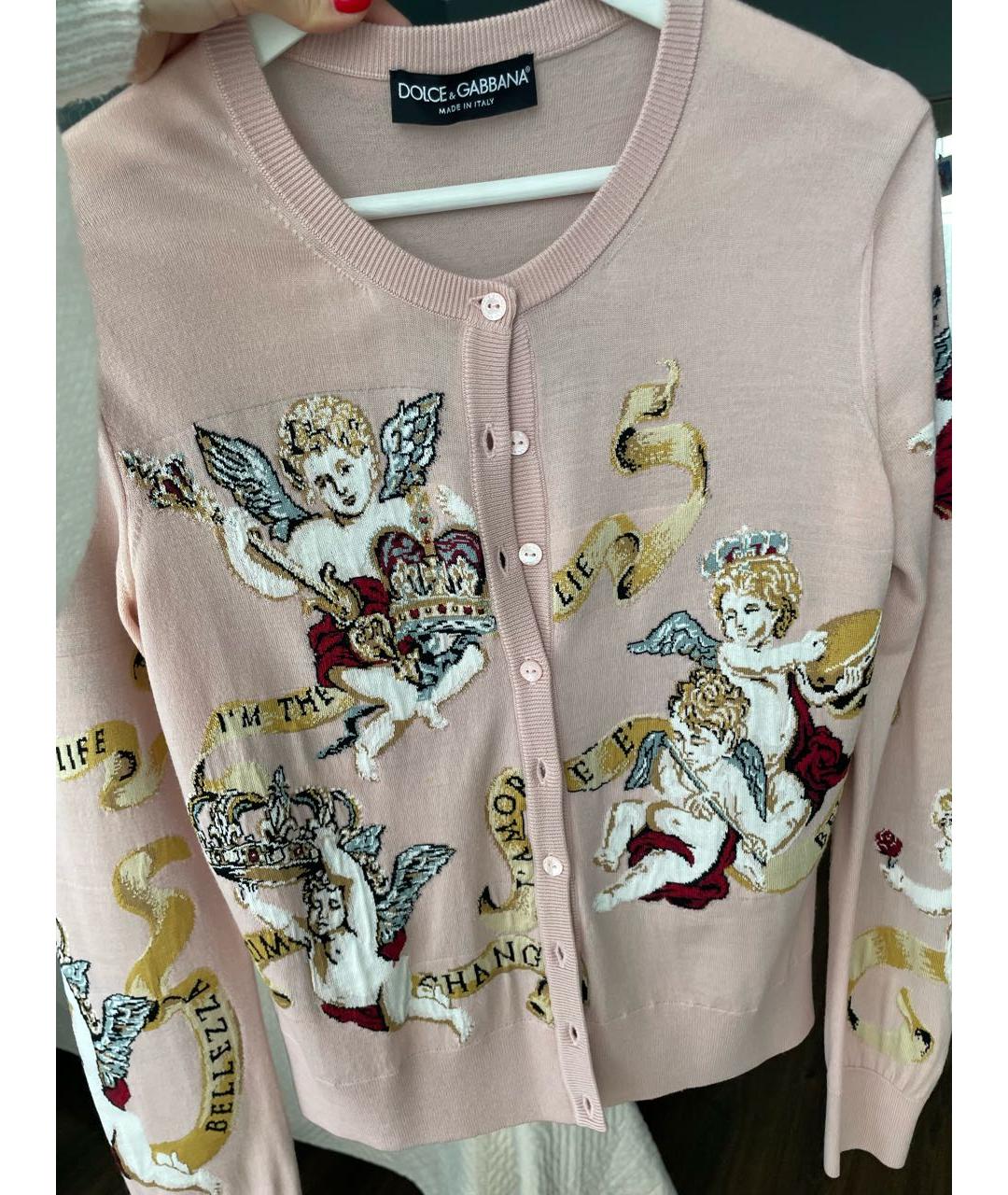 DOLCE&GABBANA Розовый шерстяной кардиган, фото 2