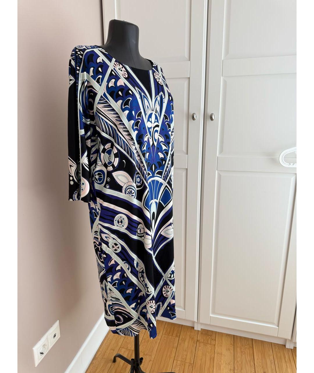 EMILIO PUCCI Синее шелковое повседневное платье, фото 2