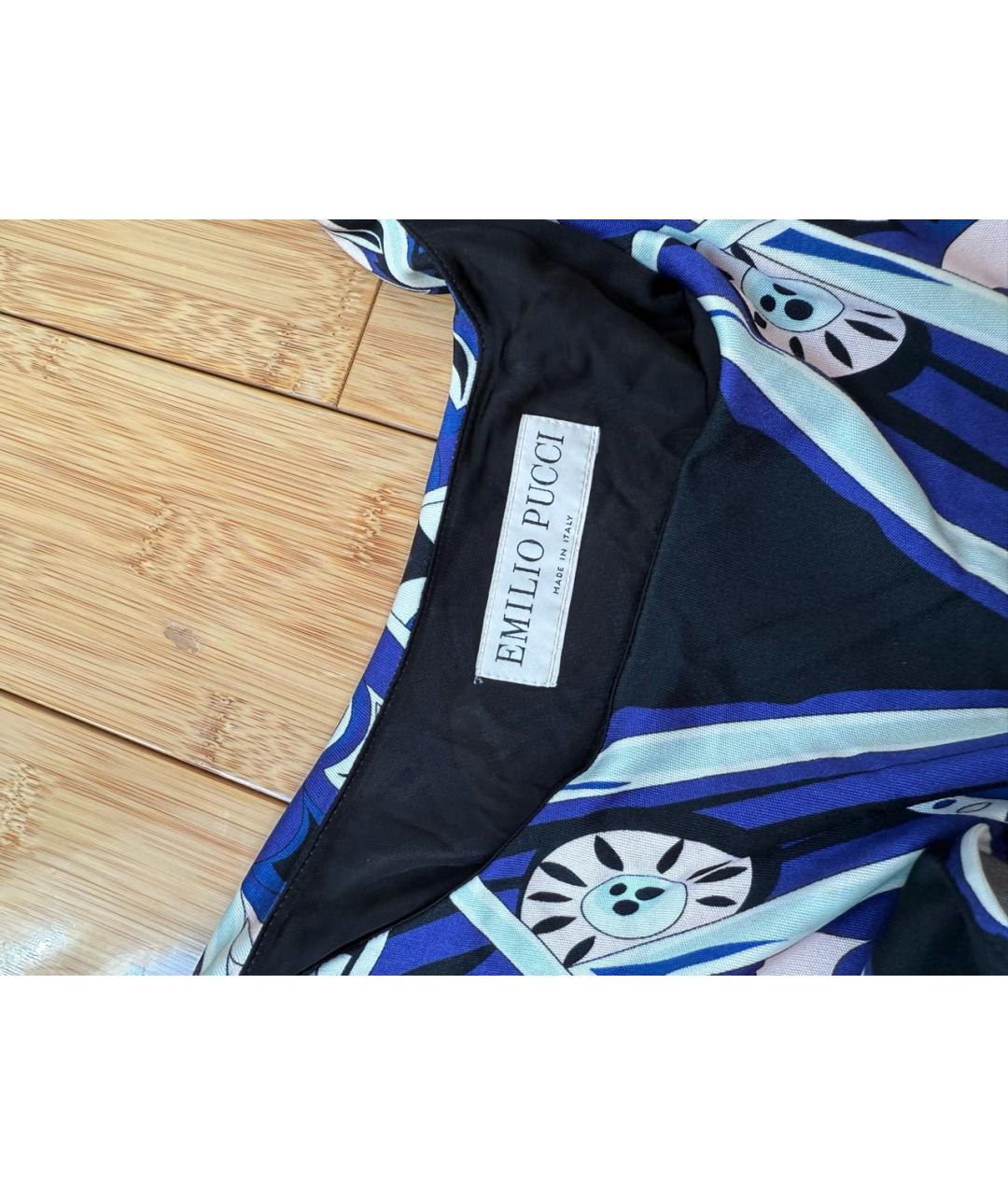 EMILIO PUCCI Синее шелковое повседневное платье, фото 4