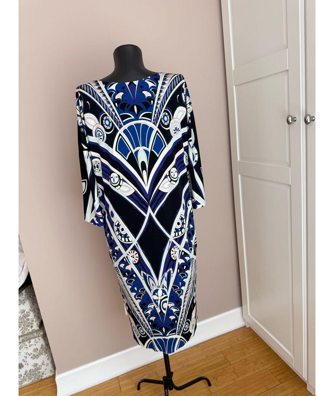 EMILIO PUCCI Синее шелковое повседневное платье, фото 3