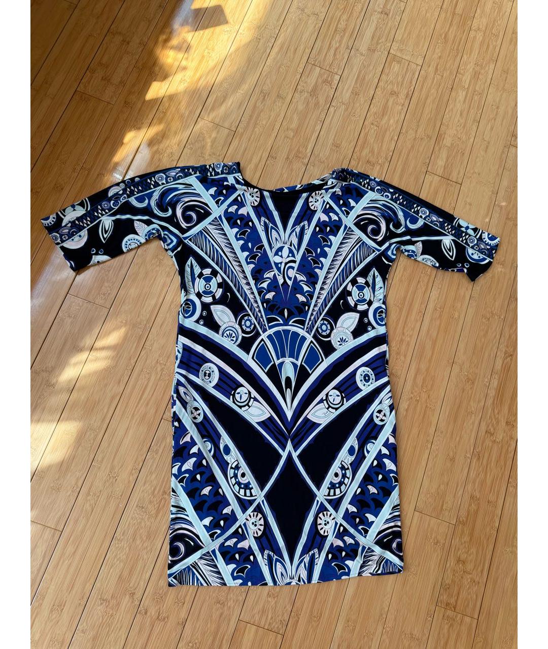 EMILIO PUCCI Синее шелковое повседневное платье, фото 7