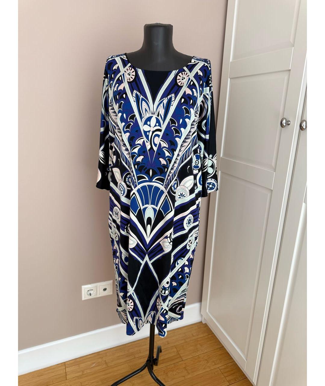 EMILIO PUCCI Синее шелковое повседневное платье, фото 9