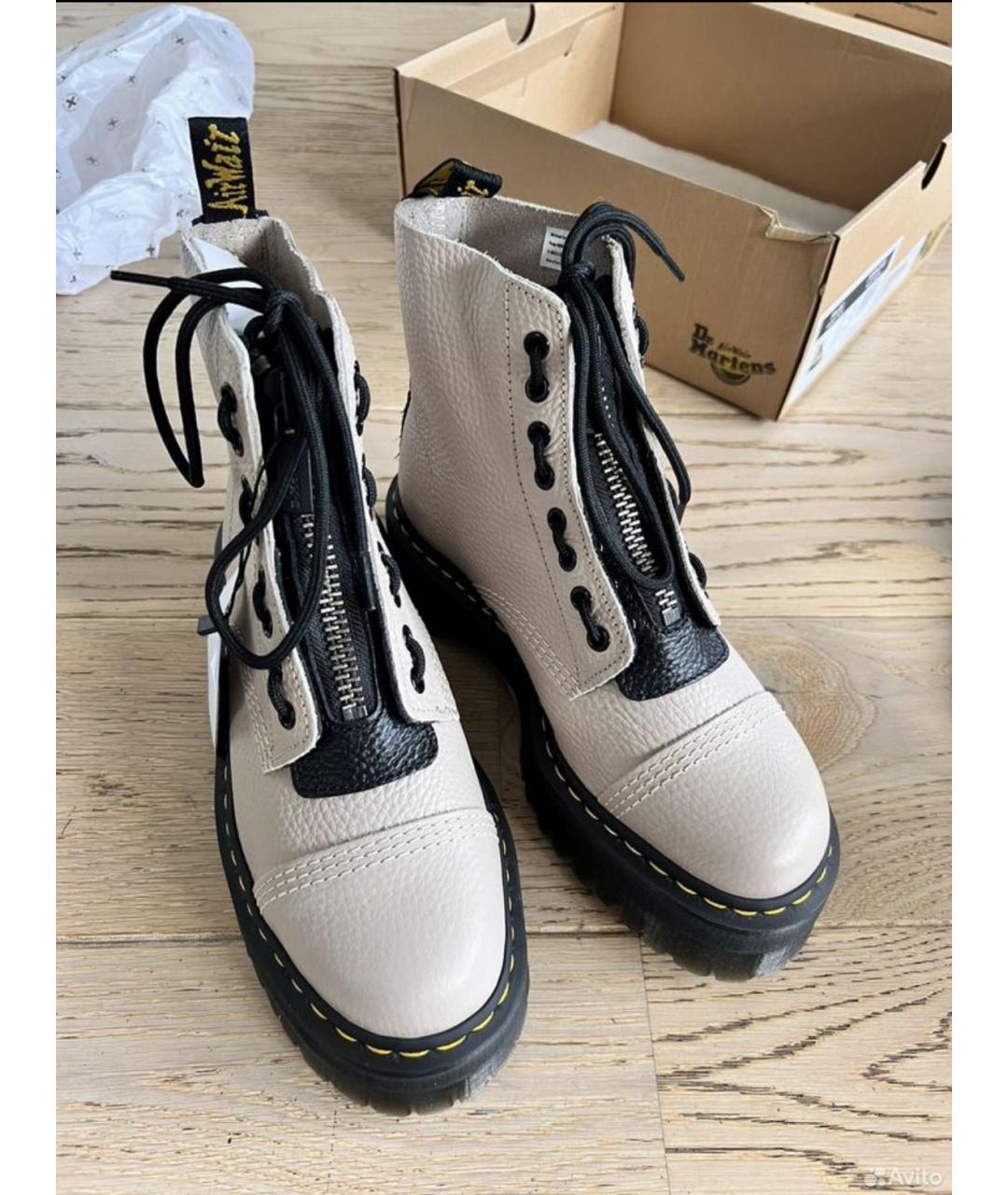 DR. MARTENS Бежевые кожаные ботинки, фото 2
