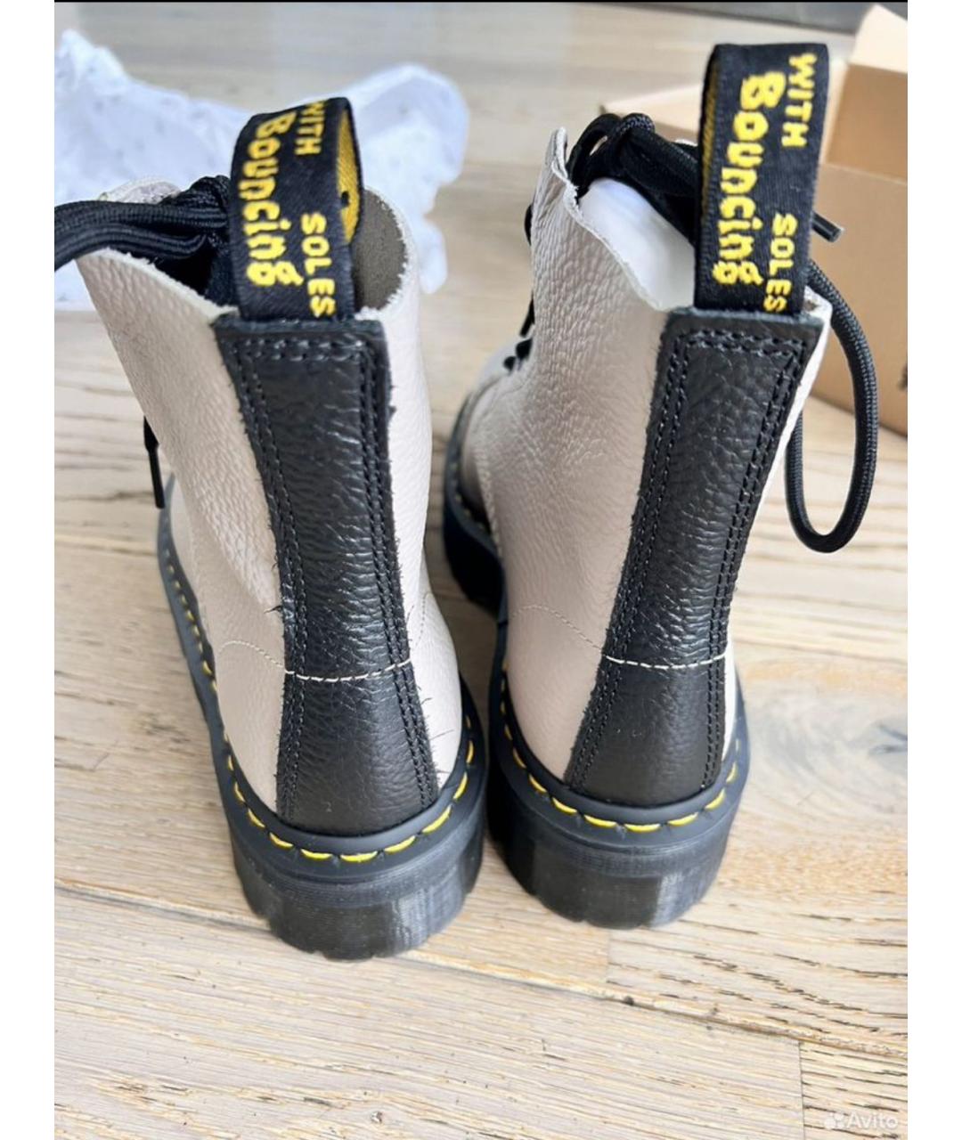 DR. MARTENS Бежевые кожаные ботинки, фото 3