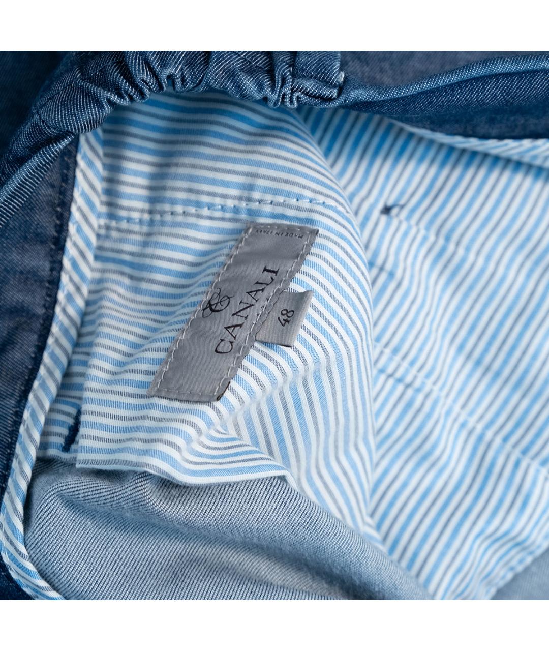 CANALI Синие хлопковые повседневные брюки, фото 6