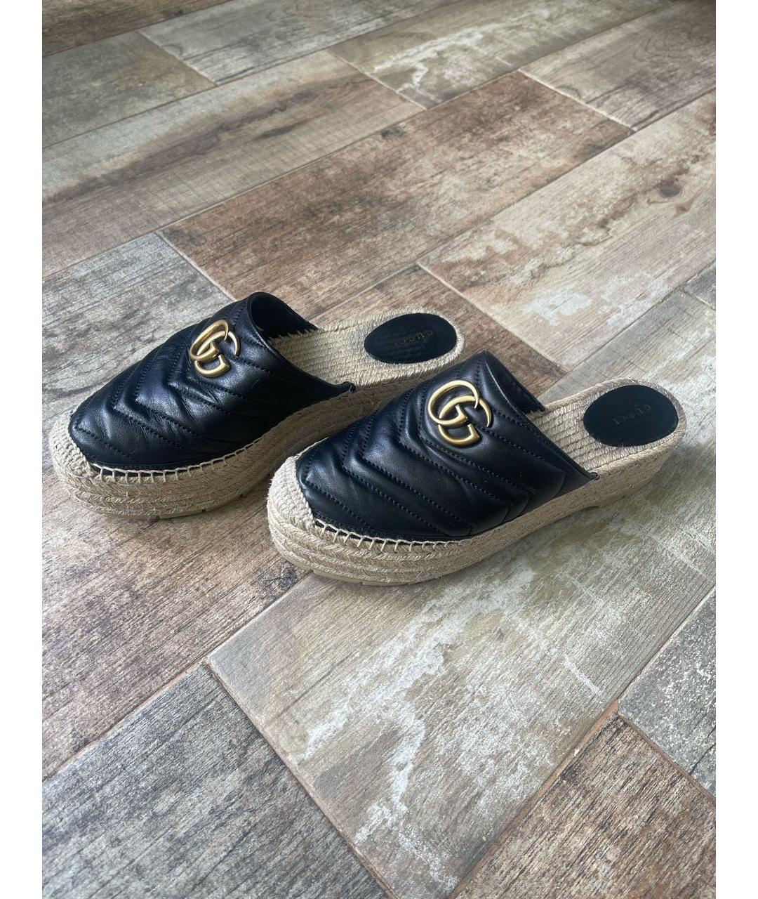 GUCCI Черные кожаные сабо, фото 2