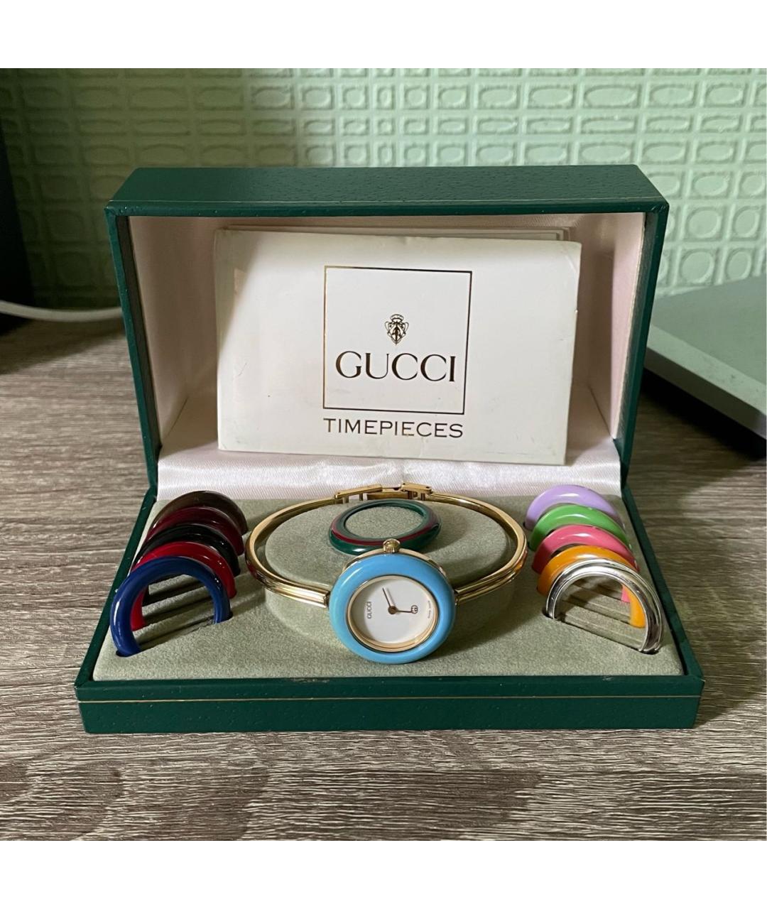 GUCCI Золотые пластиковые часы, фото 2