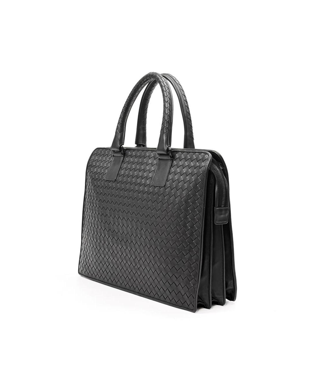 BOTTEGA VENETA Черный кожаный портфель, фото 2