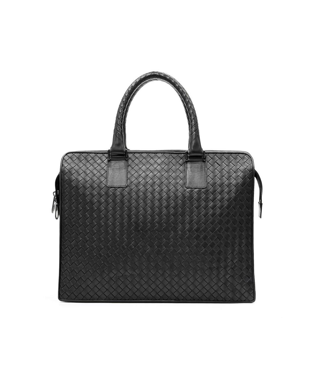 BOTTEGA VENETA Черный кожаный портфель, фото 9
