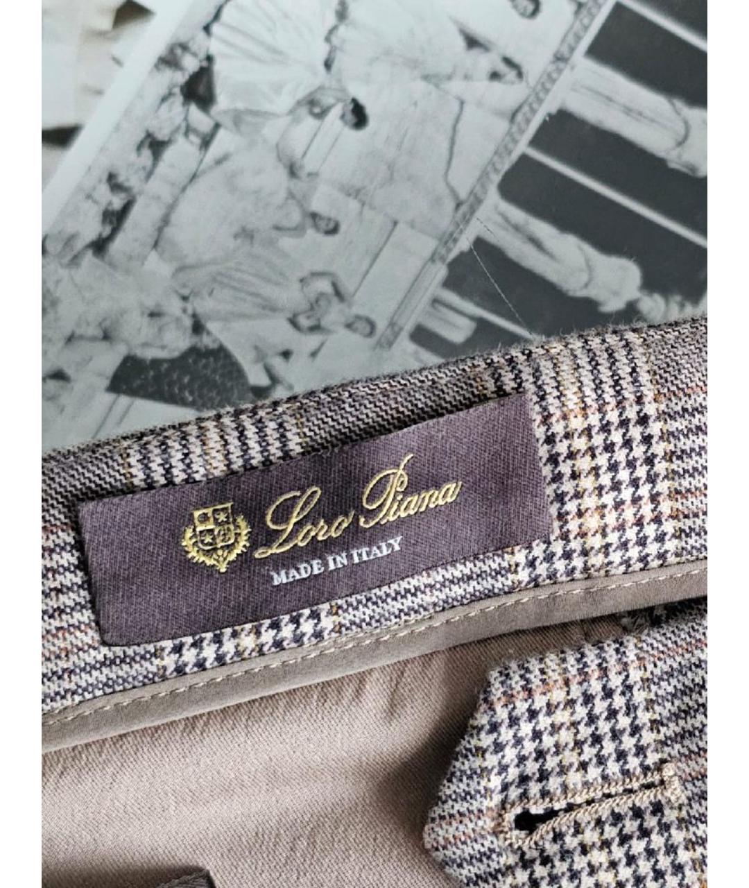 LORO PIANA Серые хлопковые прямые брюки, фото 4