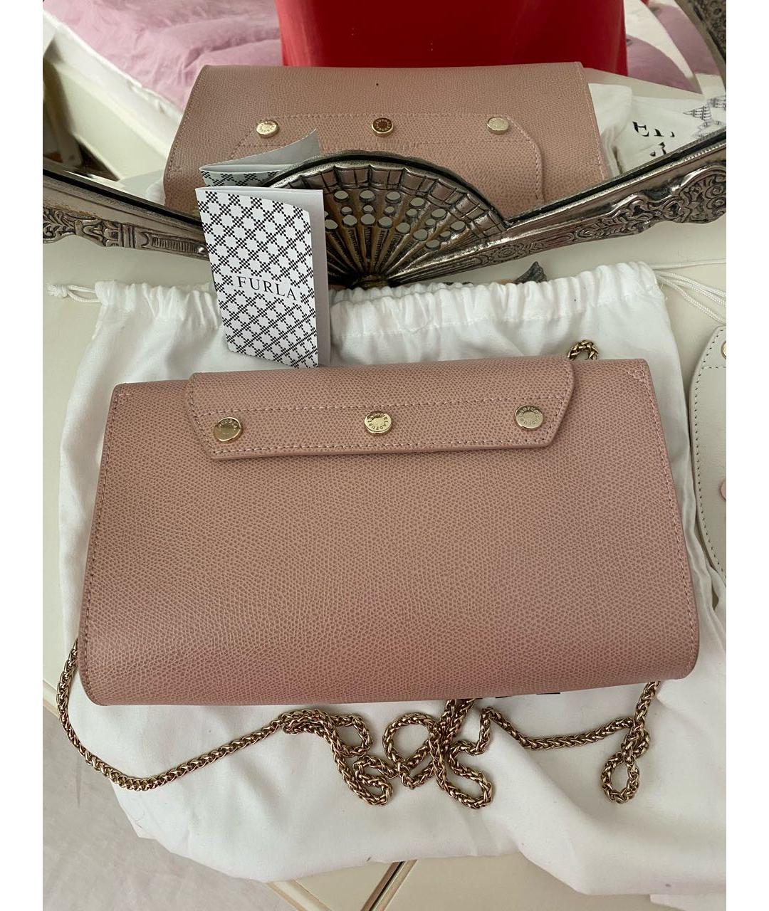 FURLA Розовая кожаная сумка через плечо, фото 3