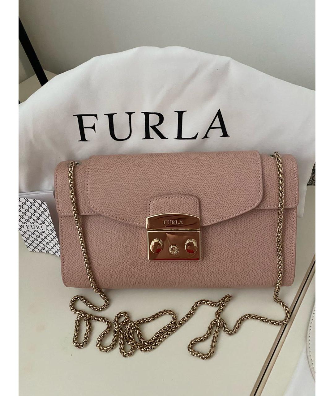 FURLA Розовая кожаная сумка через плечо, фото 9