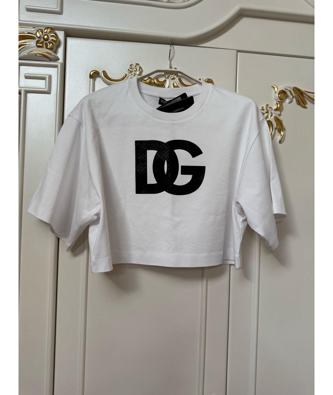 DOLCE&GABBANA Белая хлопко-эластановая футболка, фото 4