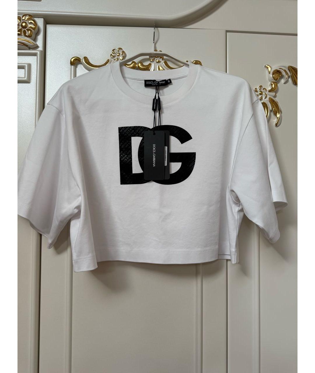 DOLCE&GABBANA Белая хлопко-эластановая футболка, фото 2