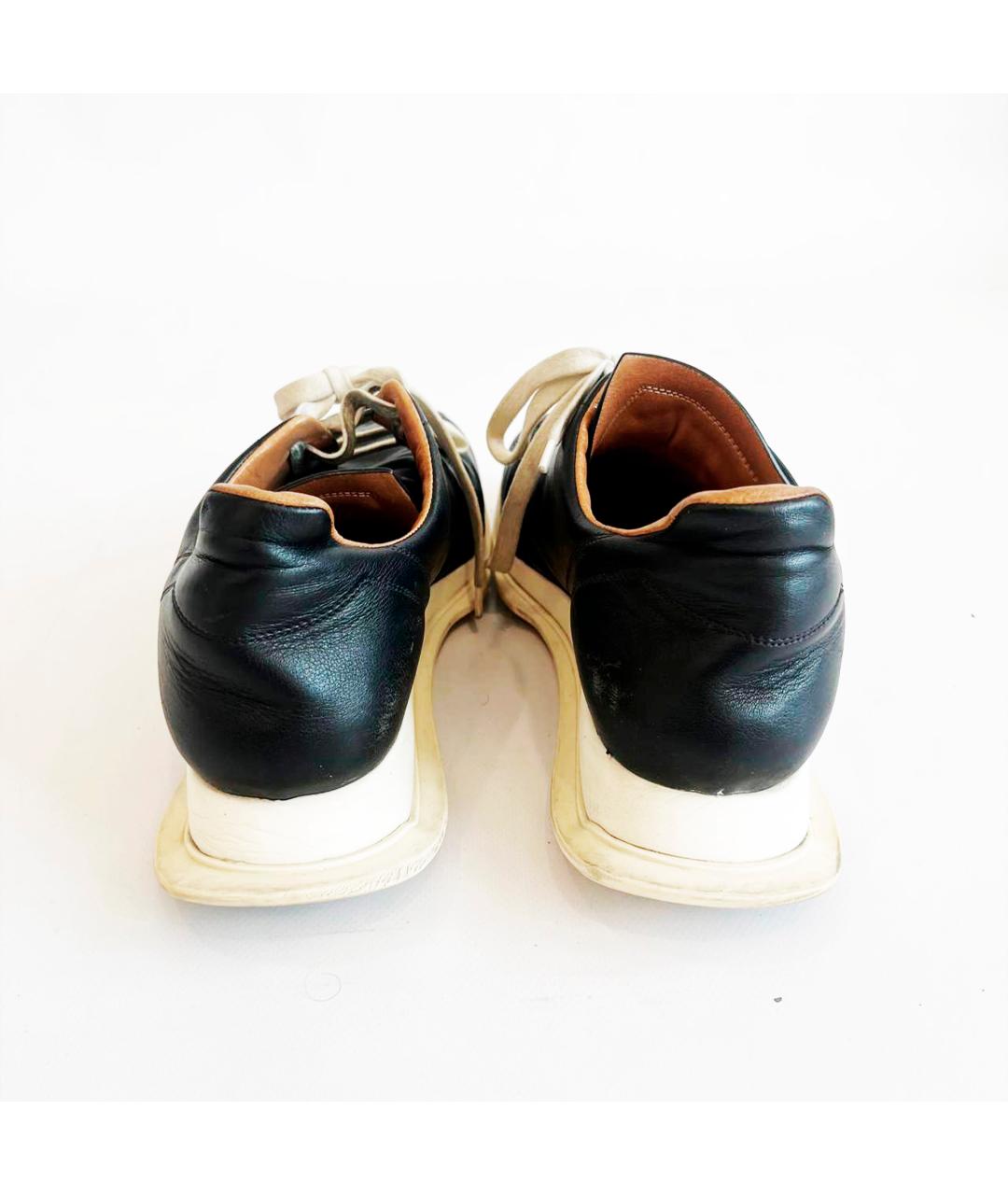 RICK OWENS Черные кожаные низкие кроссовки / кеды, фото 5