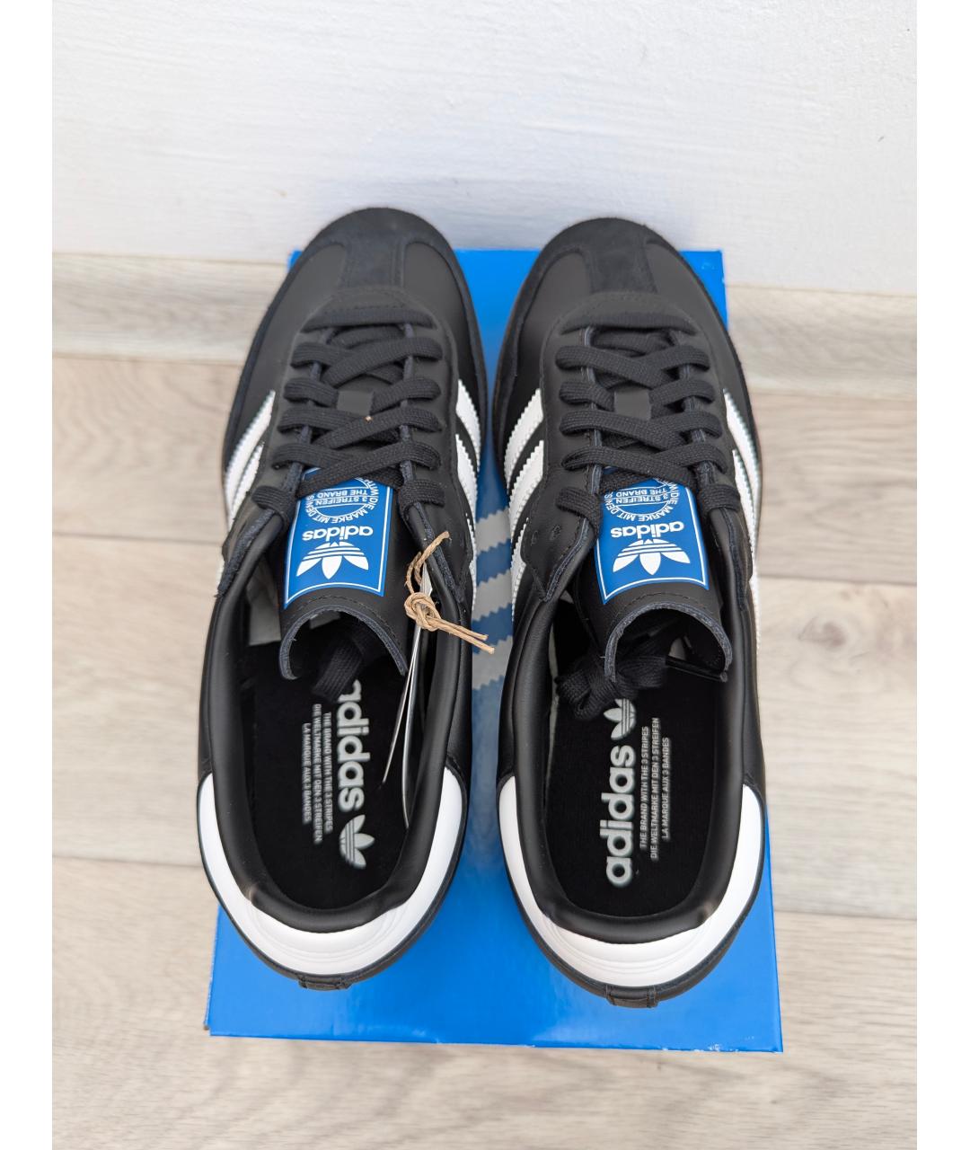 ADIDAS Черные кожаные низкие кроссовки / кеды, фото 3