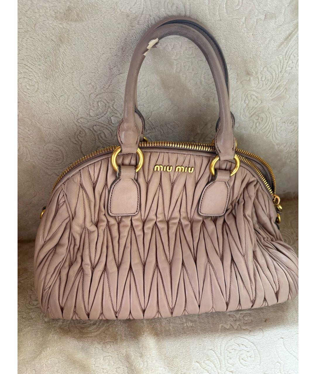 MIU MIU Розовая кожаная сумка с короткими ручками, фото 9