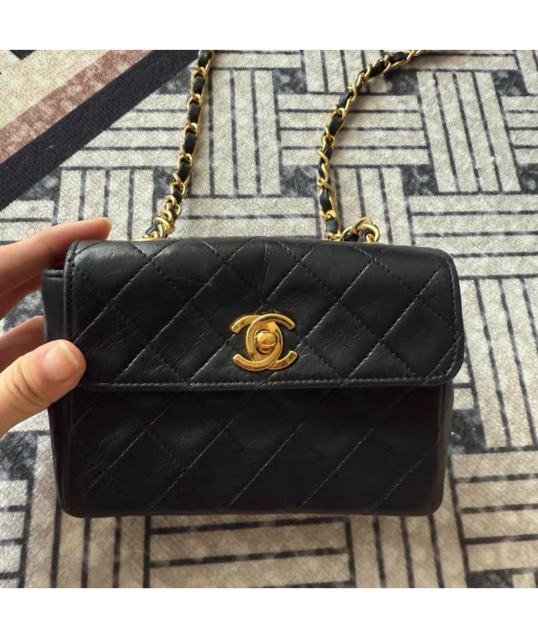 CHANEL Черная кожаная сумка через плечо, фото 8