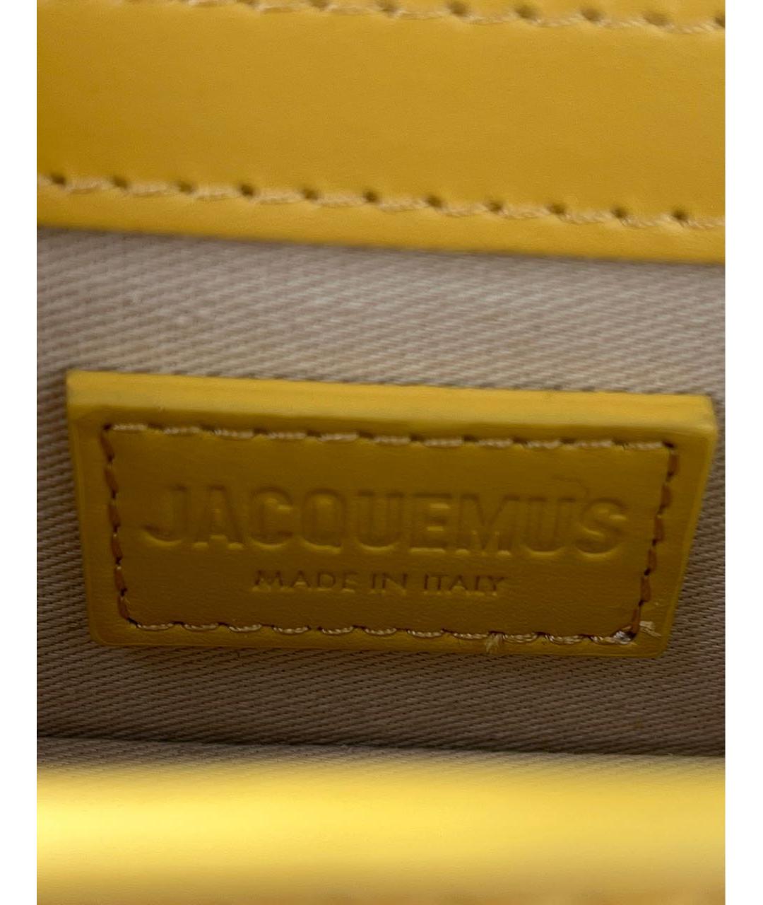 JACQUEMUS Желтая кожаная сумка с короткими ручками, фото 4