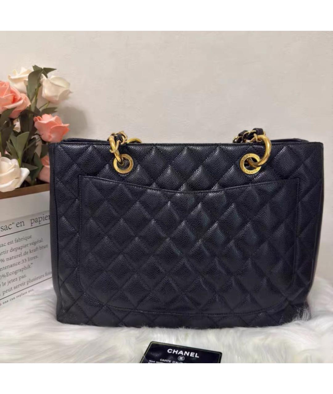 CHANEL Черная кожаная сумка тоут, фото 2