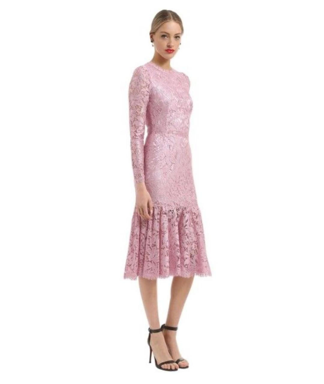 DOLCE&GABBANA Розовое кружевное вечернее платье, фото 8