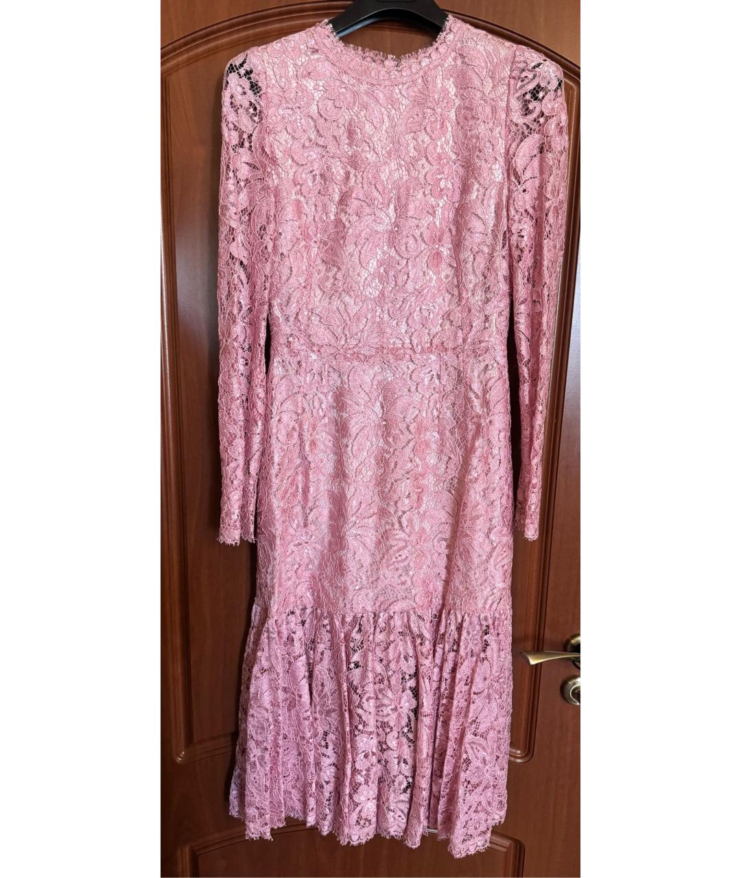 DOLCE&GABBANA Розовое кружевное вечернее платье, фото 9