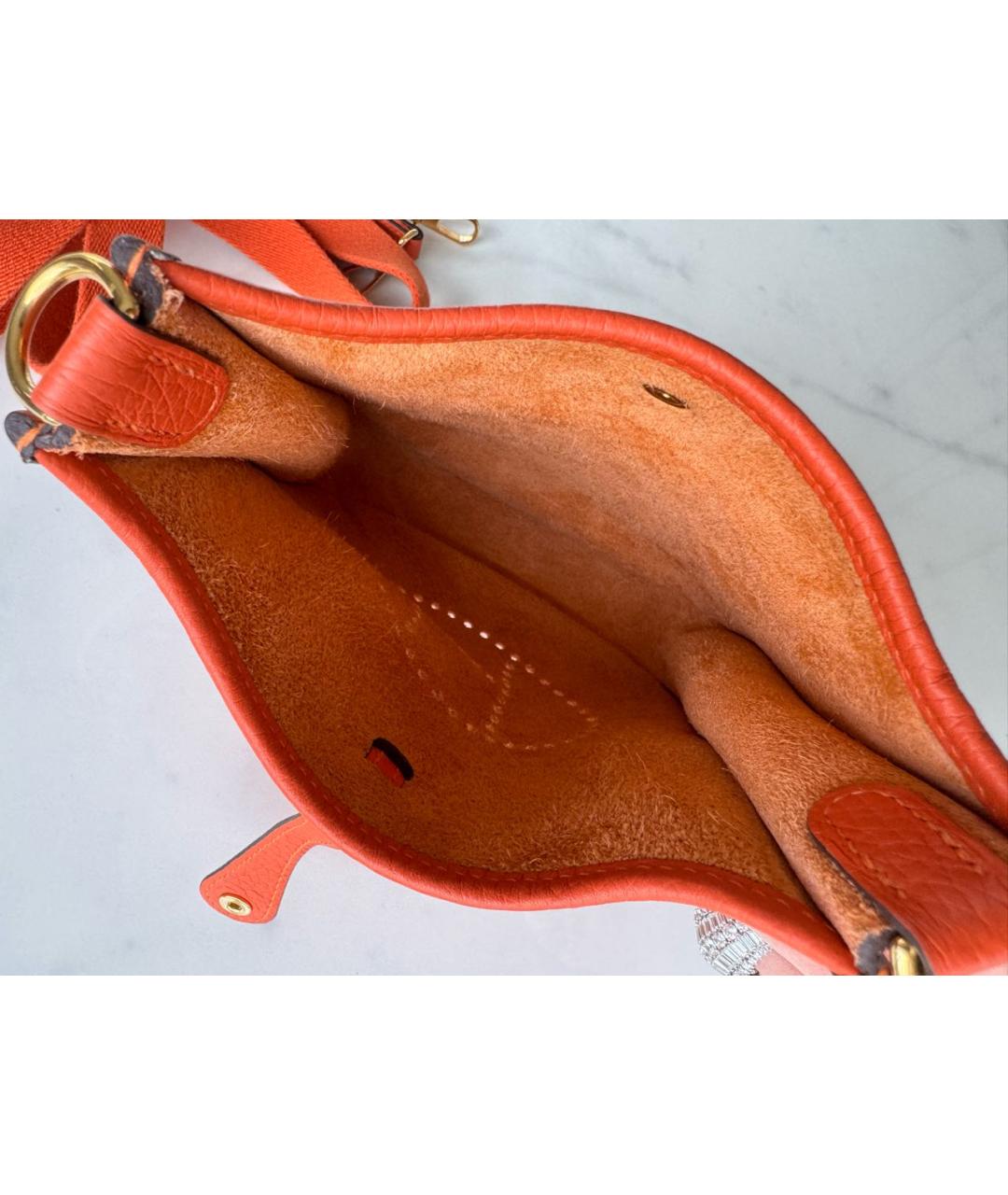 HERMES Оранжевая кожаная сумка через плечо, фото 3
