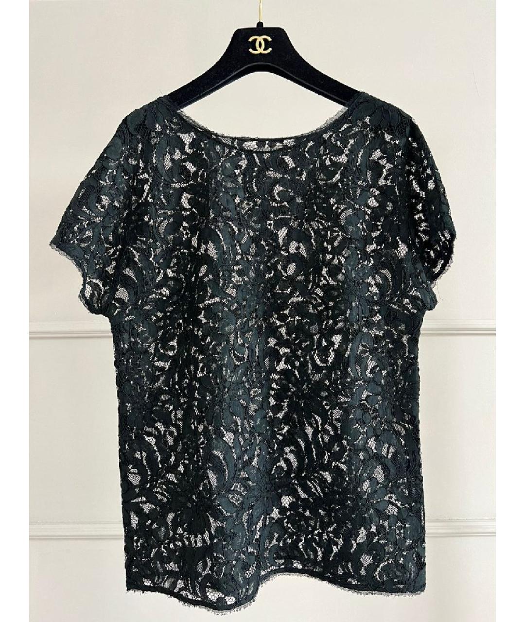 DOLCE&GABBANA Черная кружевная футболка, фото 2