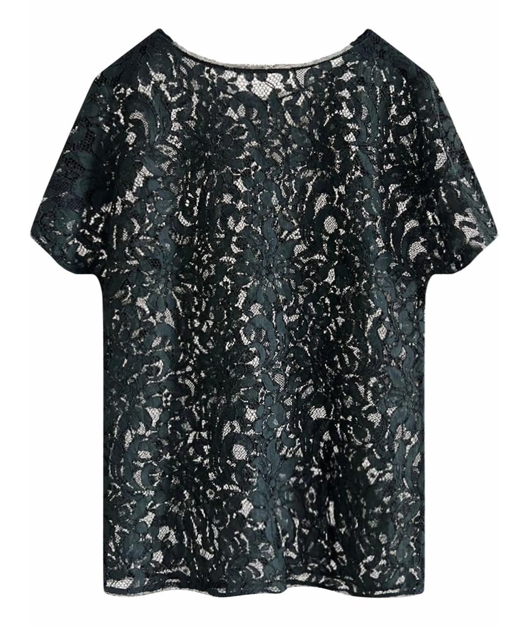 DOLCE&GABBANA Черная кружевная футболка, фото 1