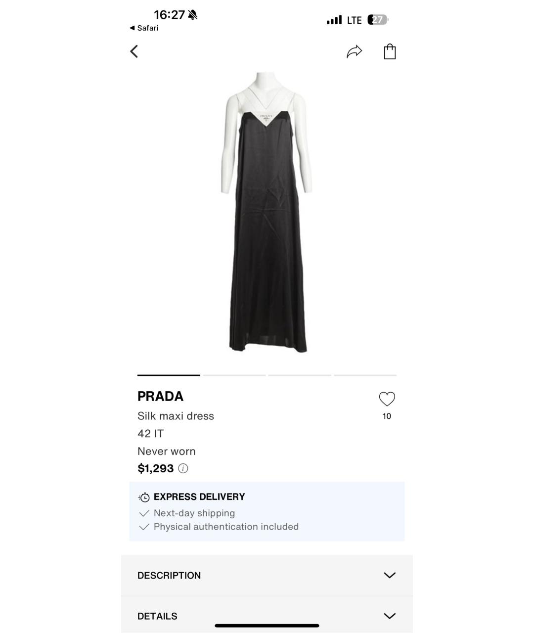 PRADA Черное шелковое коктейльное платье, фото 2