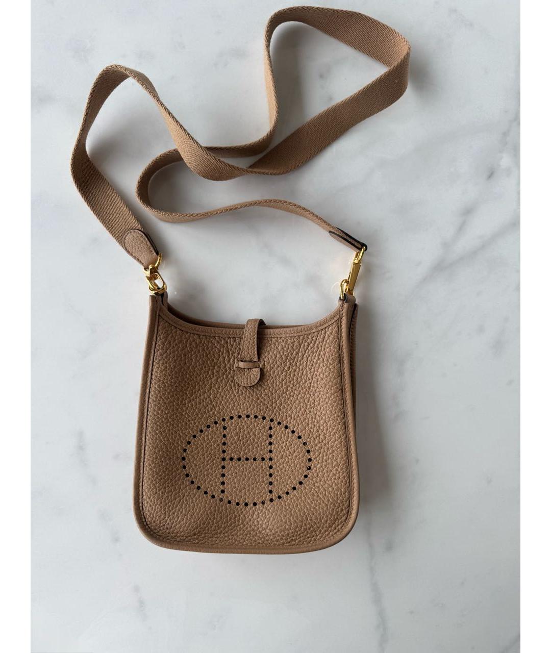 HERMES Бежевая кожаная сумка через плечо, фото 4