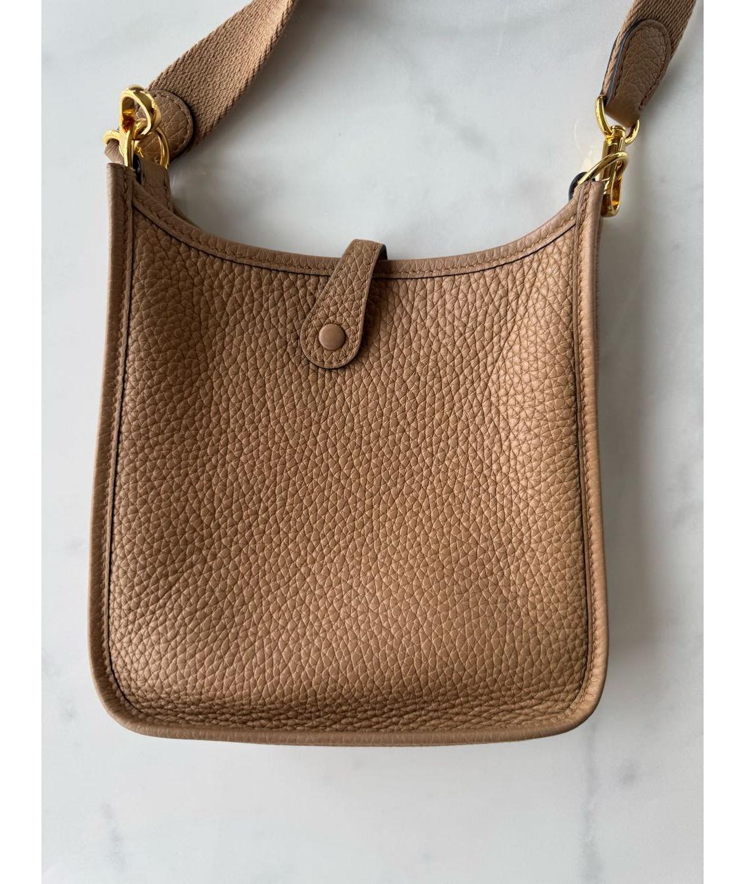 HERMES Бежевая кожаная сумка через плечо, фото 2