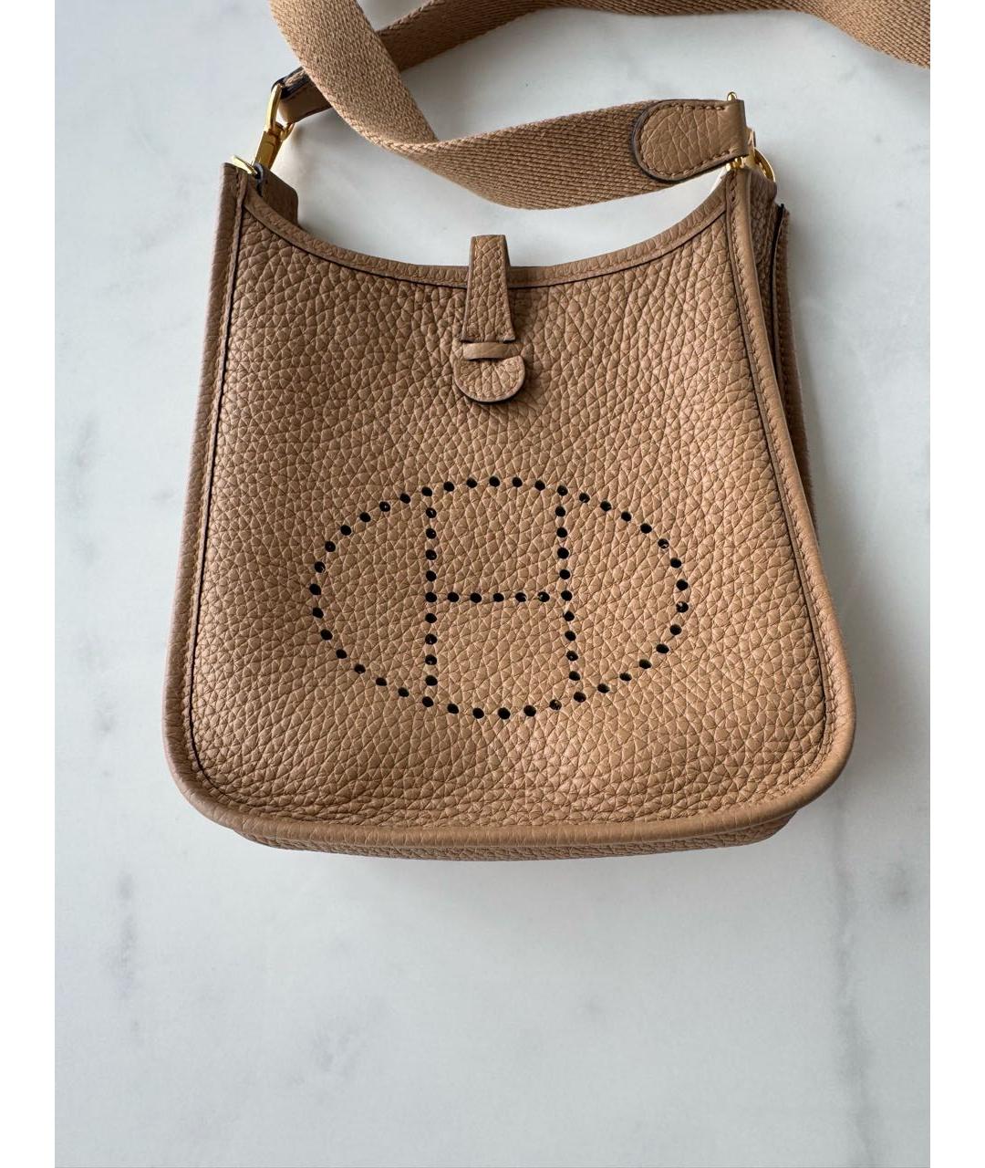 HERMES Бежевая кожаная сумка через плечо, фото 3